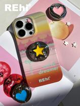 Pick up Rehi pink starry sky x color light star iphone14pro mobile phone case x metal airbag bracket
