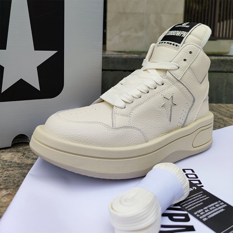 Trendy Brand Collaboration High-Top Shoes for Men, European Style Rokk Spring New Thick-Soled Height-Increasing Couple Shoes, Genuine Leather Sneakers for Women, Trendy