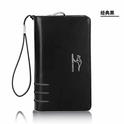 Leather handbag man hand bag handbag business bag bag large capacity handbag handbag male double zip handbag