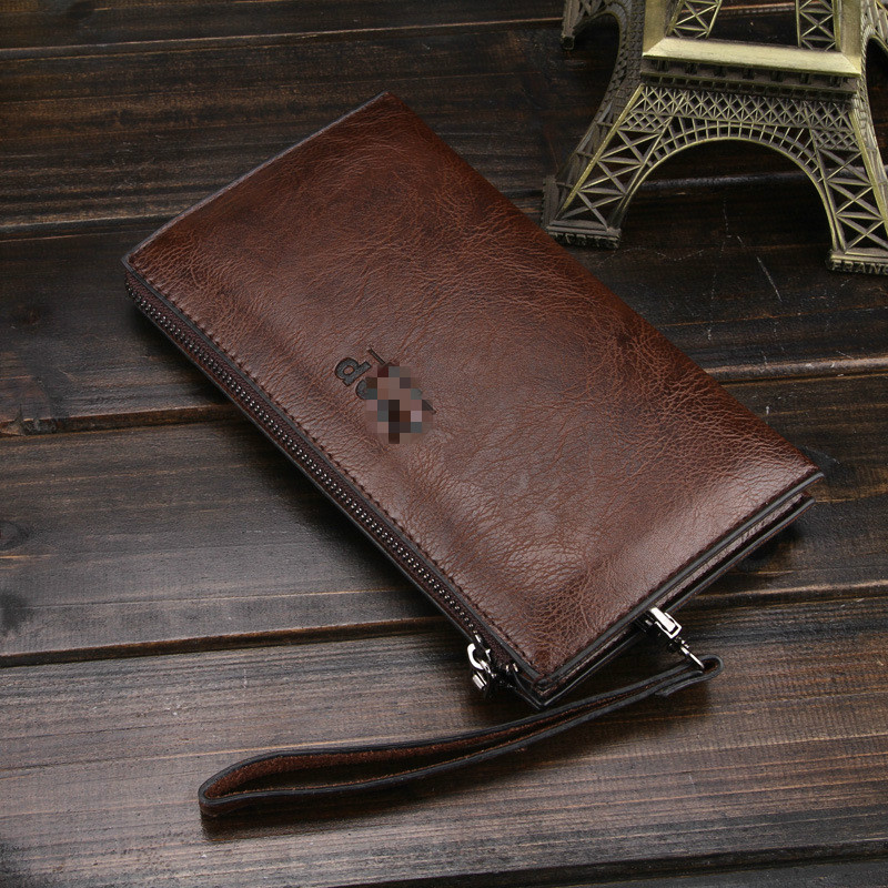 2022 new retro hand held with bag bracelet soft leather long version wallet money clip men's business casual wallet card bag