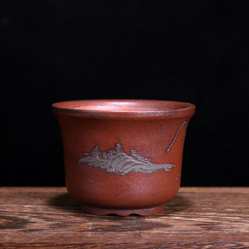 Exquisite purple sand small flower pot Republic of China Whole Handmade Flower Pots Antique Collection Purple Clay Clay Painted Flower Pot special price