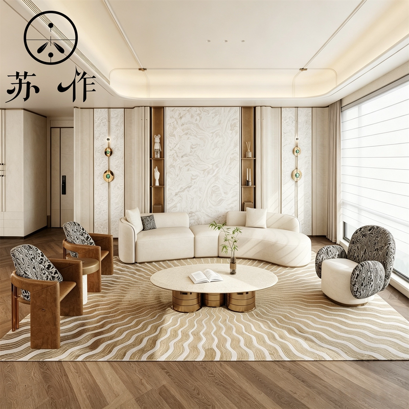Wabi-Sabi Style Homestay Living Room Clubhouse Rest Area Reception Sofa Modern Minimalist Beauty Salon Sales Office Hotel Sofa