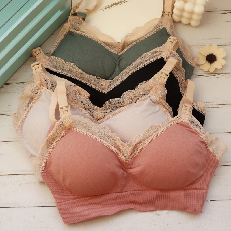 Lactation underwear bra Pregnancy thin maternity bra Lactation anti-sagging gathered style No rim lace edge