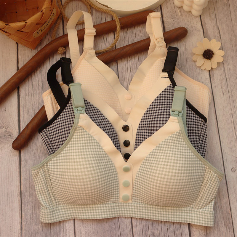 Nursing underwear women's large size gathering anti-sagging upper support type breastfeeding front buckle big breasts postpartum thin bra