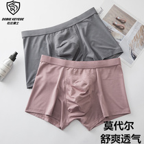Full 2 pairs of Dolby Knight panties Men Modale sexy wide edge pure color new pants