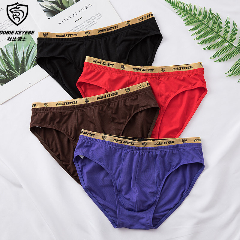 Full 2 ​​pieces of brand Dolby Knight bamboo fiber men's sexy briefs big red is the year of the rabbit
