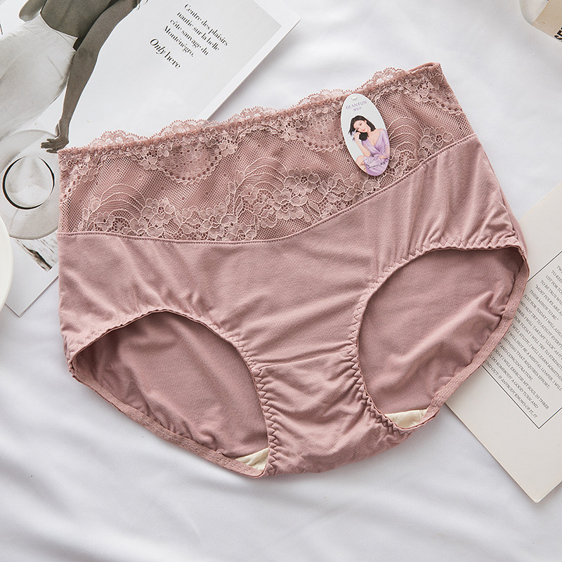 Butterfly Amphine Lady Four-corner Underwear Medium-high Waist Bamboo Fiber Lace Sexy Pure Cotton Inner Crotch Bag Hip Breathable Pants Head