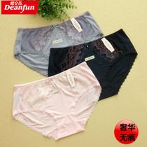 Full of 4 pieces of butterfly Enfen womens underwear Wood modal sexy middle waist girl seamless underwear dark blue powder