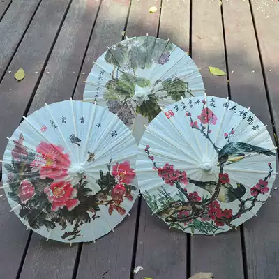 Oil paper umbrella Classical peony plum blossom small paper umbrella Kindergarten small decorative umbrella Props umbrella Children's dance umbrella