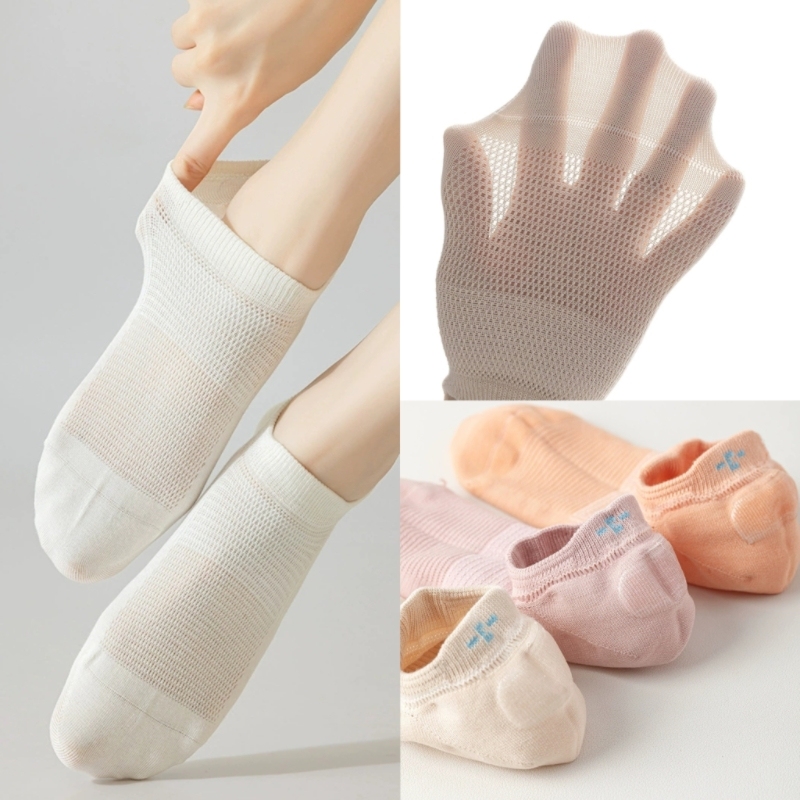 Seamless Spring and Summer Thin Socks for Women, Solid Color Low-Cut Invisible Short Socks, Pure Cotton, Trendy, Non-Slip, No-Show Socks