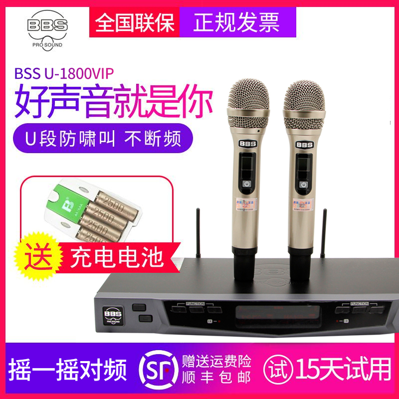 BBS U-1800VIP One drag two wireless microphone KTV Microphones Home Karaoke Conference U section performance
