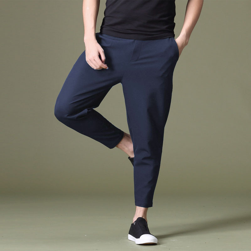 Men's Summer Nine-Point Loose-Fitting Tapered Pants, Thin Oversized Harem Pants, Carrot-Style Dress Pants, Casual Stretchy Versatile Trendy Pants