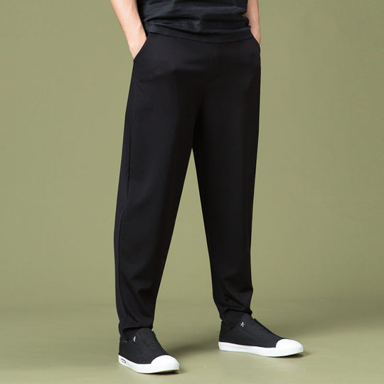 Men's Autumn and Winter Plus-Size Harem Pants, Loose Fit, Tapered Wide-Leg Pants, Casual Plus-Size, Large Crotch Pants, Drapey, Four-Way Stretch