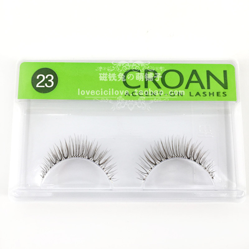 Cute and Natural Nano-Sharpening Forked Gradient False Eyelashes Transparent Stem Dark Brown Green Label 23