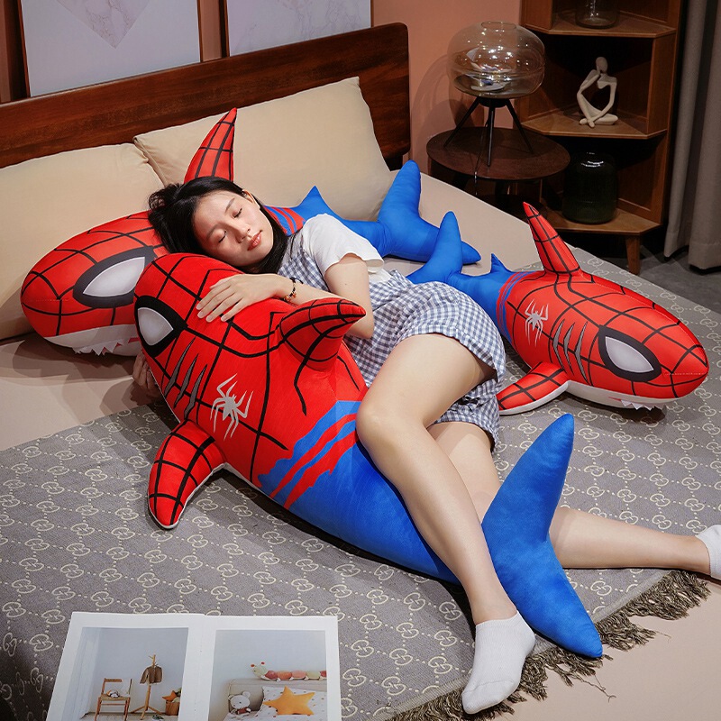Spider-Man Transforms into a Shark Plush Toy, Long Sleeping Pillow, Creative Children's Birthday Gift for Boys Spider-Man Transforms into a Shark Plush Toy, Long Sleeping Pillow, Creative Children's Birthday Gift for Boys