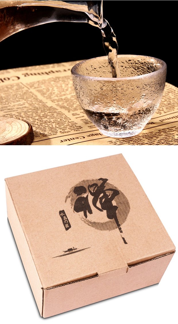 Rượu sake phong cách Nhật Bản đặt với búa búa mô hình hầm rượu vang hầm rượu nhỏ ly thủy tinh sáng tạo 1 nồi 3 ly - Rượu vang bộ ly uống rượu