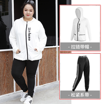 Large size yoga suit sports fitness suit womens 200 pounds running suit quick-drying jacket spring gym fitness suit