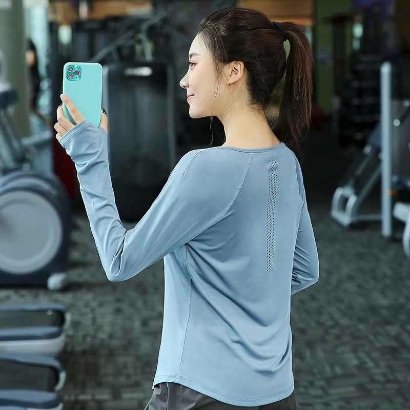 2021 new big size yoga long sleeve T shirt fat MM thin fitness clothes fast dry running jacket sports fitness clothes