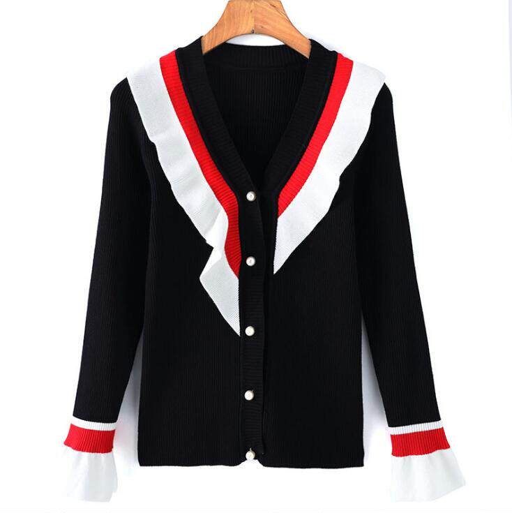 New large size women's fat sister Korean version literary V-neck slim fit cardigan sweater knitted jacket 200 catties