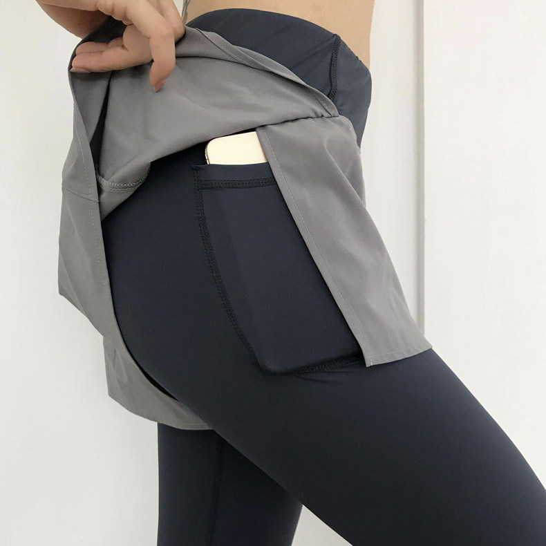 Large size fitness pants Female fat mm thin quick-drying pants Yoga pants fake two-piece running pants Casual high elastic pants