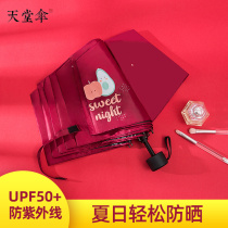 Paradise Umbrella Sunscreen Umbrella Sunshine Umbrella Women Three Folding Dual-Use parasol Black Glue Fruit