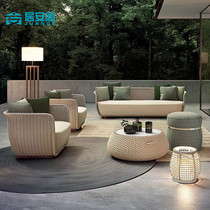 Nordic Outdoor Rattan Chair Sofa Living-room Open-air Patio Outdoor balcony Leisure vines Sofa Waterproof Rattan Furniture