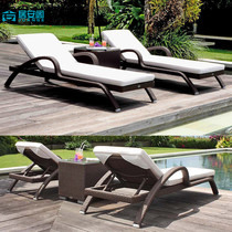 Outdoor lying bed loungchair waterproof sunscreen swimming pool beach garden Yangguang room Balcony Outdoor Patio Rattan deckchairs
