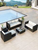 Outdoor Rattan Sofa Furniture Living-room Rattan Sunscreen Waterproof Patio Trio Combined Rattan Vines Art Terrace Sofa