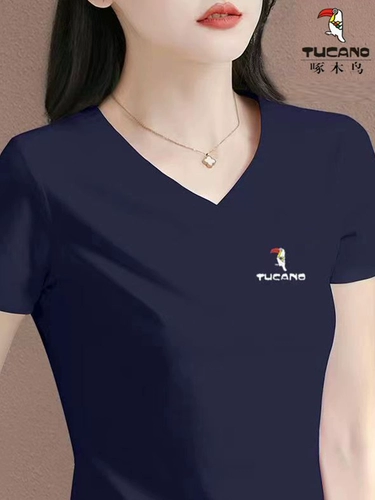 Хлопковая летняя тонкая черная футболка для матери, V-образный вырез, короткий рукав