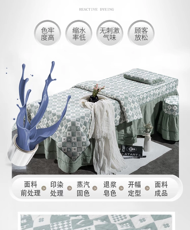 Beauty khăn trải giường denim sợi bông ba bộ đơn giản bedspread massage xoa bóp dày siêu mềm duy nhất với lỗ - Trang bị tấm drap giường spa