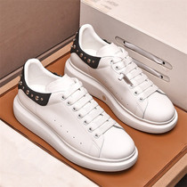 ins mcquintide shoes mens rivets genuine leather small white shoes thick bottom heightening shoes women lovers section sneakers casual board shoes