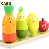 Children woody toy sleeve column laminated lap latte laminated fruit vegetable animal size ferrule puzzle building block