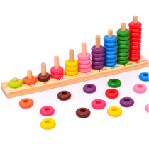 Wooden children Rainbow cloud Dot count circle donuts Socket Mathematical Calculations Racks Play Aids Early Teach Monthauts