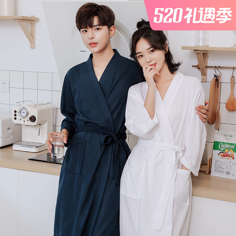 Lovers towel bathrobe woman long version of spring and autumn slim deposit for men's large size hotel sleeping robes ladies' pyjamas water absorbent bath in summer