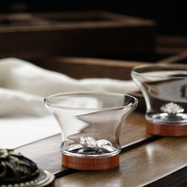 Creative teacup Master Cup tea cup inlaid silver cup silver jade cup tea single Cup home gift kung fu tea cup