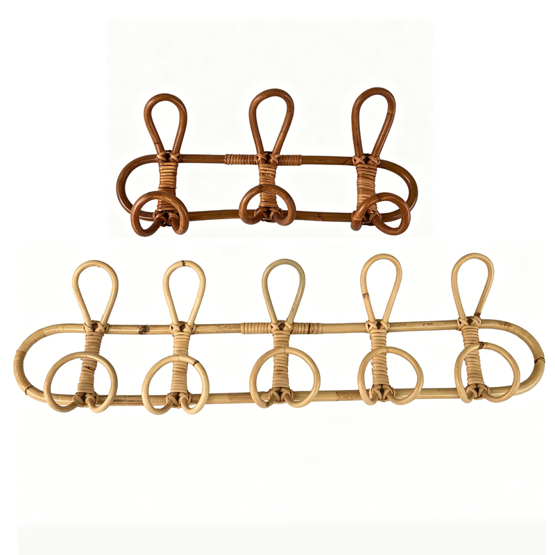 Nordic ins Indonesian Rattan Hook Rack for Guesthouse Wall, Entryway Coat Rack, Vintage Children's Photo Decoration Nordic ins Indonesian Rattan Hook Rack for Guesthouse Wall, Entryway Coat Rack, Vintage Children's Photo Decoration
