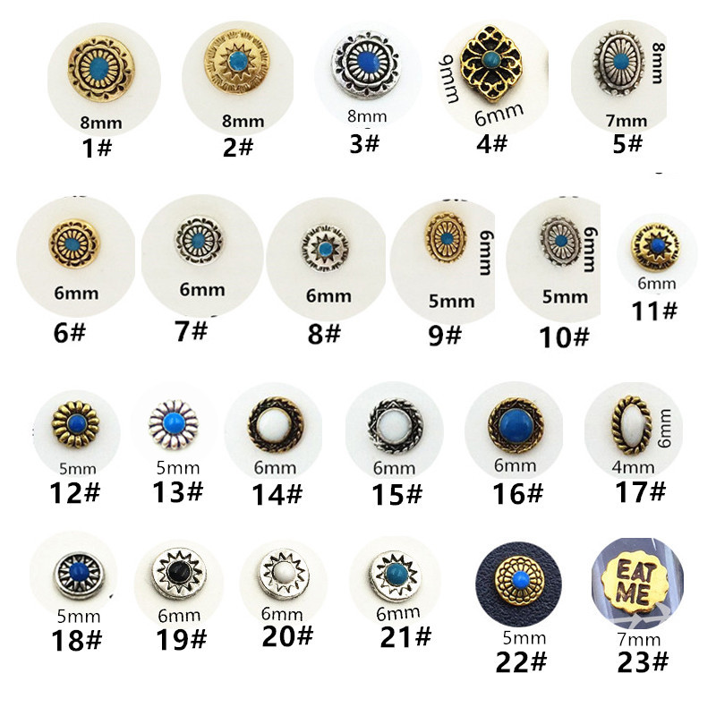 Manicure Japanese Style Metal Retro Oil Dripping Jewelry Bohemian Style Alloy Phototherapy Nail Stickers 10 Pieces