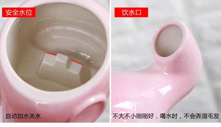 Dễ thương voi gốm xanh vật nuôi cung cấp mèo tự động uống nước phẳng mặt mèo nước bát nước - Cat / Dog hàng ngày Neccessities Máng ăn cho chó con