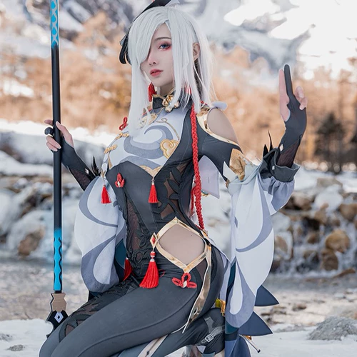 Игра оригинал God Cos Guchen O Huai Shenhe Cosplay Game Game Anime Clothing Royal Sister Full Set C Service Girl Liyue