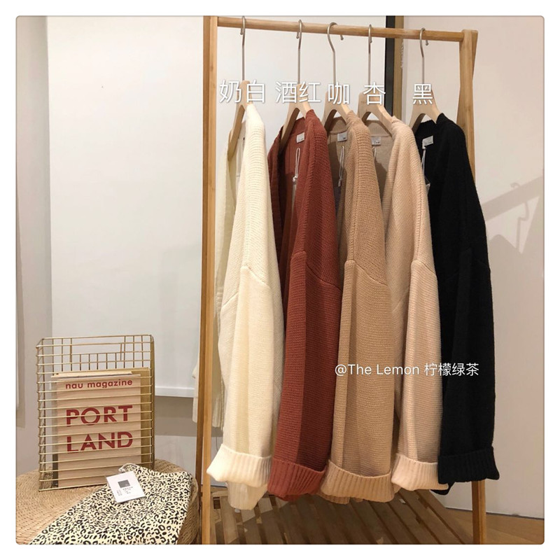 The Lemon Lemon Green Tea College Wind Solid Color Nút Đan cardigan Loose Single Áo len Áo ngực Phụ nữ áo len nữ hàng hiệu