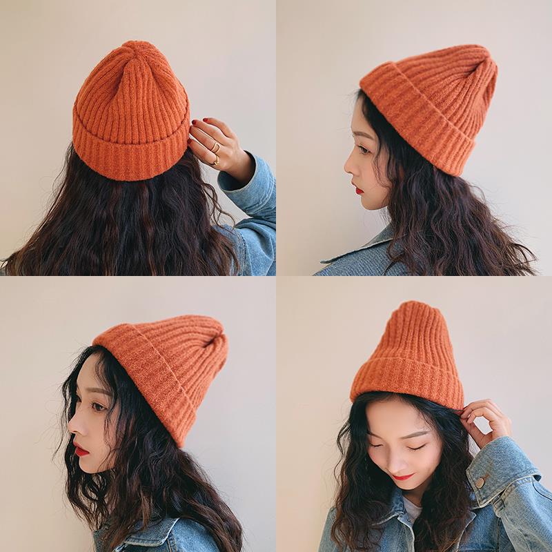 Male and female green hats Ins cute trend wool hood Female Japanese Lady Mao hat Hide Cyan Woman Hat Winter Day