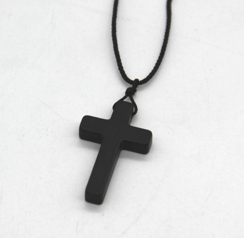 Christian jewelry necklace Jesus wooden ebony cross 70051 men and women simple forest series autumn and winter
