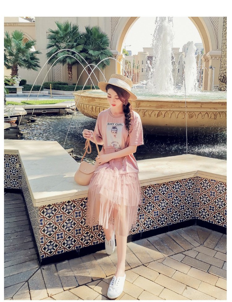 Handu quần áo nhà 2019 hè mới dành cho nữ phiên bản Hàn Quốc của siêu ngọt ngào phần dài thon gọn lưới đầm lưới - Váy eo cao đầm xoắn eo