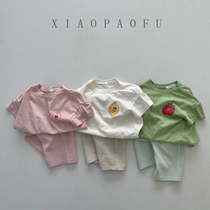 Children short sleeve suit foreign air summer dress male and female baby T-shirt blouse pants two sets baby clothes Korean version tide