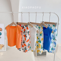 Summer infant leisure suit male and female baby Han version pure cotton vest blouse trousers foreign air thin and two sets