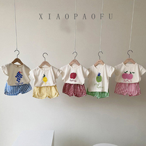 ins baby clothes summer net red children short sleeve fruit suit Korean version male and female baby t-shirt pants two pieces