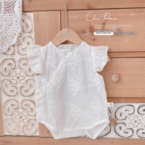 Baby ultra-foreign air embroidered qipao khaclothes Chinese wind female baby Summer thin princess triangular bag fart climbing clothes