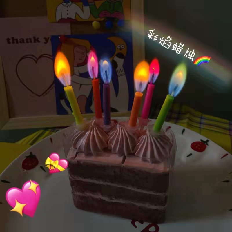INS colored flame candles birthday cake decorating party candles