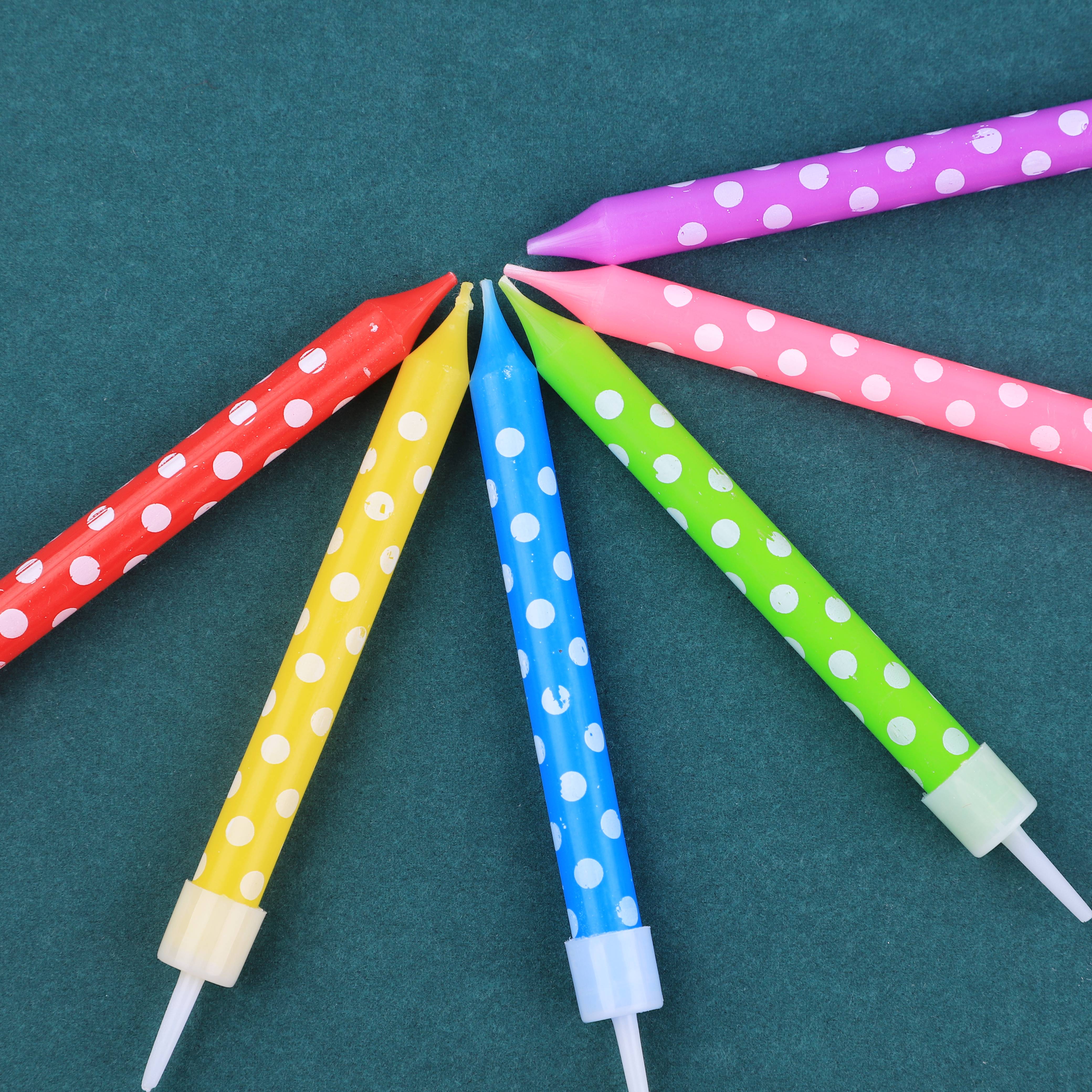 INS Color Wave Dot Candle Birthday Cake Decoration Plug-in Candle Party-Taobao