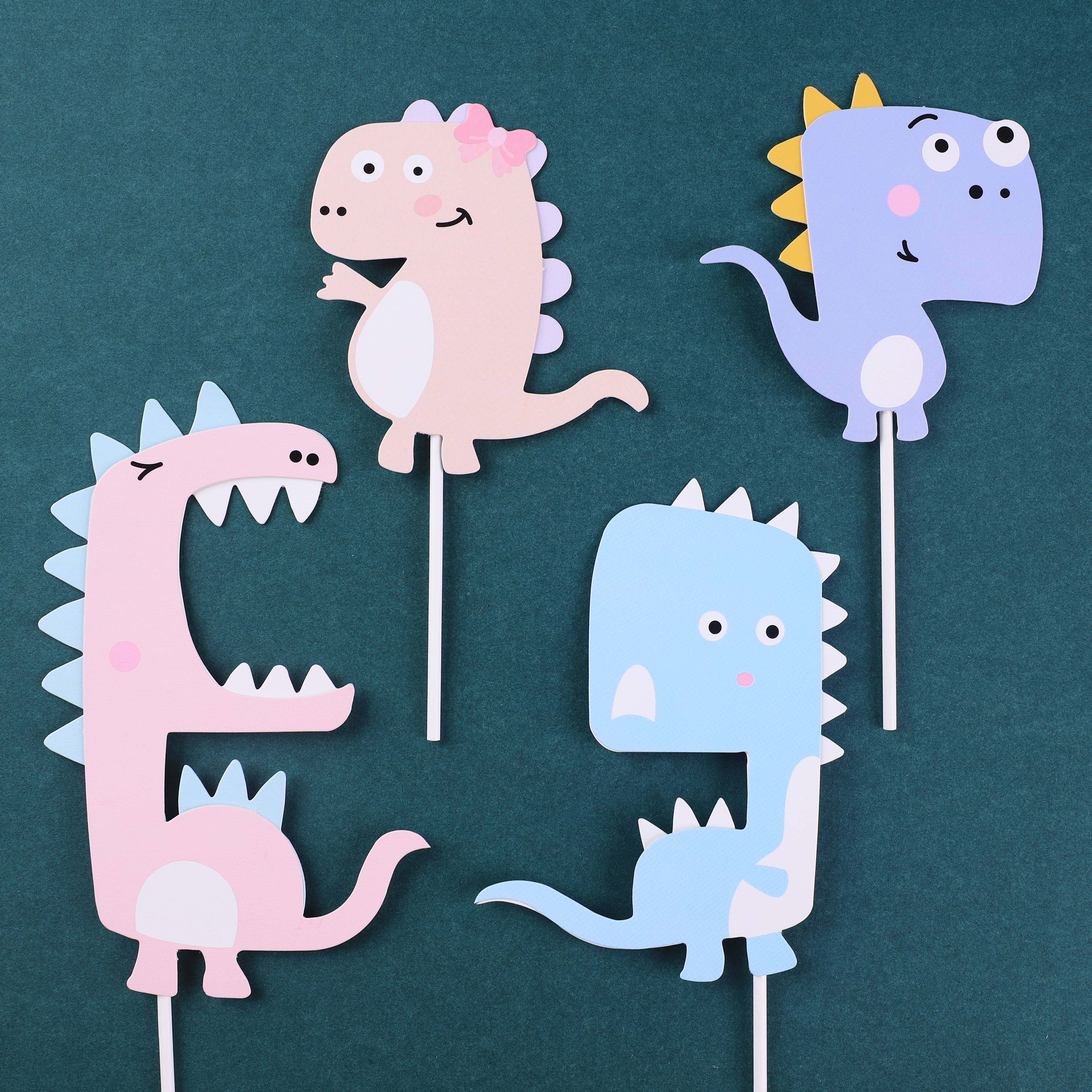 Little dinosaur birthday cake plug-in card